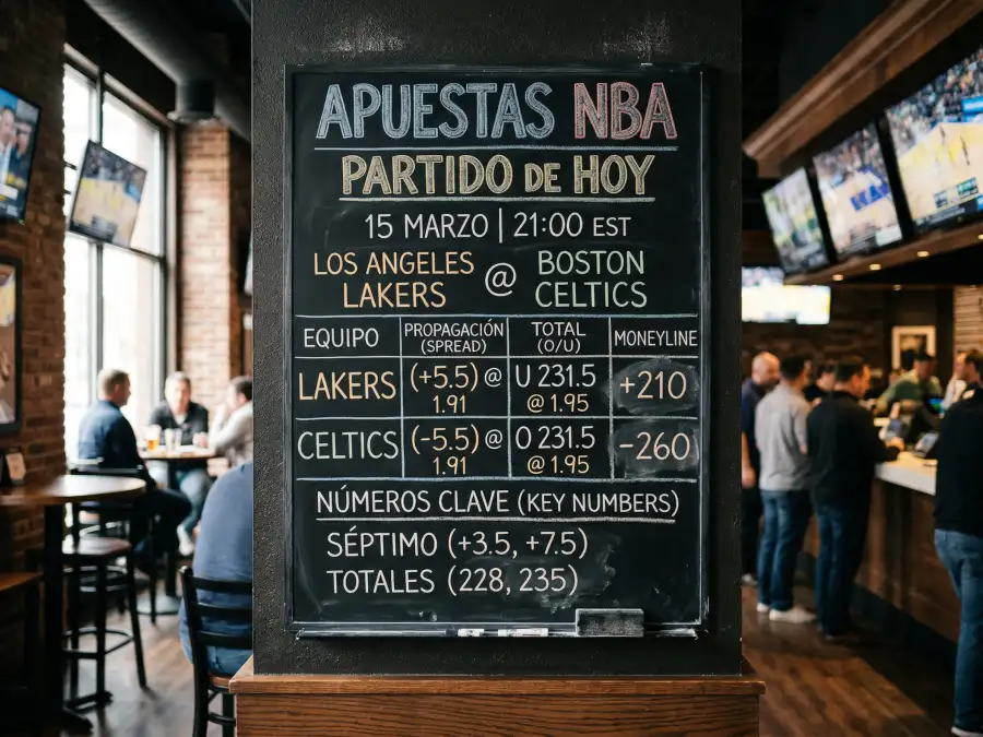 Pizarra de un sportsbook mostrando spread y key numbers de un partido NBA